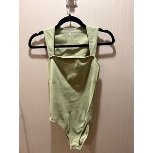 QQQ Sage Green Ribbed Bodysuit Square Neck Sleeveless Tank Top Large